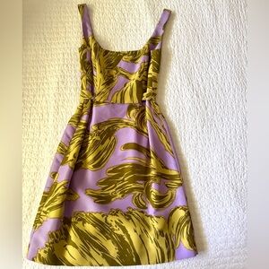Milly Lavender and Chartreuse Floral-Print Dress